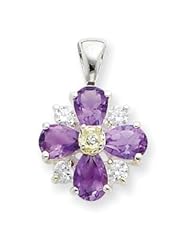 Sterling Silver Amethyst & CZ Pendant QC2191"