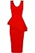Forever Women Sleeveless Plain Side Bow Slant Peplum Bodycon Midi Party Dress