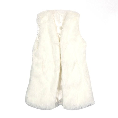 ETOSELL Lady Faux Fur Vest Waistcoat Long Hair Winter Warm Coat Jacket Gray