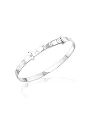Baby Gift - Silver Alphabet Baby Bangle with Diamond