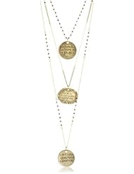 Alisa Michelle "Words To Live By" Three Layer Garnet Wire Wrap 14K Gold Plated Charm Pendant Necklace