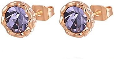 Elegant Sterling Silver Otus Flower Lavender Crystal Stud Earrings