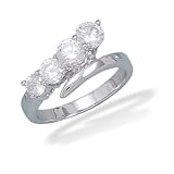 Rhodium Plated Ring with Graduated CZs