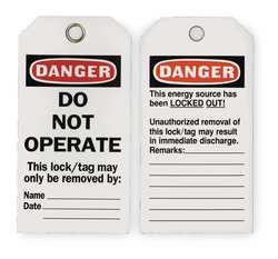 Industrial Grade 2RMX3 Lockout Tag, Do Not Operate, Pk 25
