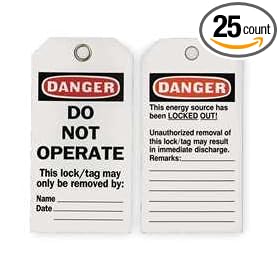 Industrial Grade 2RMX3 Lockout Tag, Do Not Operate, Pk 25