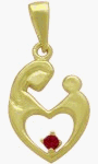 10K Yellow Gold Ruby Mother & Child Pendant