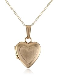 Girls 14k Gold Childrens Petite Heart Satin Center and Polished Edge Locket Pendant Necklace, 13"