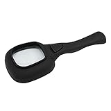 uxcell　拡大鏡　地図拡大鏡　３倍　LEDスイッチライト付き　マネーテスター　プラスチック　ブラック