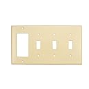 Leviton P326-I 4-Gang 3-Toggle Decora/GFCI Device Combination Wallplate, Ivory