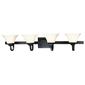 Minka Lavery Agilis 6814-66 Large Glass Reversible 4-LT 400w (8"H x 43"W) Vanity Lighting in Black
