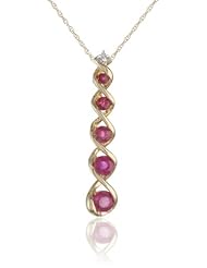 10k Yellow Gold Ruby and Diamond-Accent Pendant