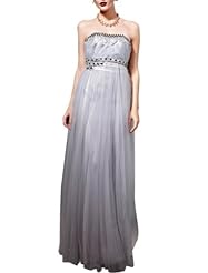 A-line Strapless Organza/Satin Empire   Waistline Beaded Cocktail Full Length Homecoming Dress/Bridesmaid Dress/Pageant Dress/Prom Dress/Party Dress/Wedding Dress 