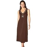 Coral Bay Leisure Brown Beaded V-Neck Dress