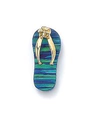 14k Dark Blue Created Opal Flip-Flop Pendant - JewelryWeb