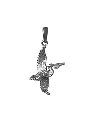 925 Solid Sterling Silver Nautical Necklace Charm Pendant, Pelican Flying
