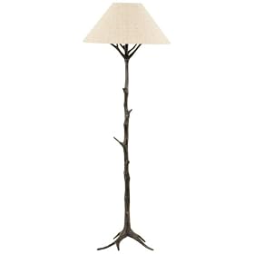 Frederick Cooper Raffia Shade Bronze Branch Base Floor Lamp