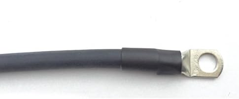 Black 12" Long 2 AWG Marine Battery Cable with 3/8" Stud Copper Tinned Lugs