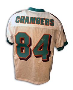 Chris Chambers Signed Miami Dolphins White Reebok Authentic Jersey