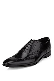 Autograph Leather Pointed Toe Brogue Shoes
