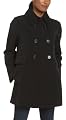 Jones New York Women's Stretch Crepe Double Breasted 6 Button Coat, Black, Medium
