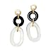 14k Gold, Mother of Pearl & Onyx Link Earrings