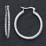 14k Polished & Diamond-Cut Rhodium Swirl Post Earrings