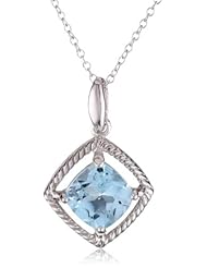 Sterling Silver Cushion Color Stone Pendant Necklace, 18"