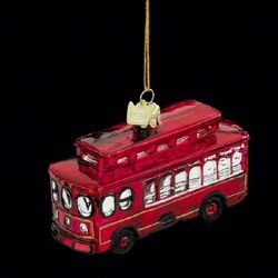 Pack of 8 Glass Blown Red Trolley Cars Christmas Ornaments 3.75
