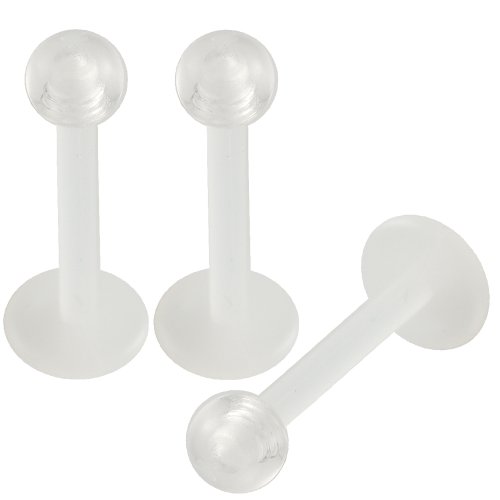 16g 16 gauge 1.2mm 3/8 10mm Flexible Clear Acrylic Lip Bar Labret Ring Monroe Ear Tragus 3mm AQXS 3Pcs