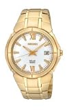 Seiko Gold-Tone Bracelet White Dial Men's Watch #SNE090