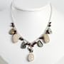 Sterling Silver Red/Purple Cult. Pearl/Picture Jasper/ Rose Qtz Necklace - QH2574-16"