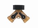 Orbit 58248 Brass Garden Hose Y Connector With Shut-Off Valves