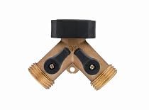 Orbit 58248 Brass Garden Hose Y Connector With Shut-Off Valves