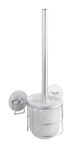 Wenko 18905100 Wand WC-Garnitur Turbo-Loc - Befestigen ohne Bohren, Aluminium matt, ultra leicht, 18 x 11 x 10.5 cm