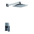 Single Handle Shower Only Faucet Trim Kit with Square Wall Mounted Rain Showerhead, Chrome