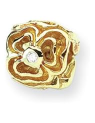 Diamond in Flower Charm in 14K Yellow Gold for 3mm Charm Bracelets