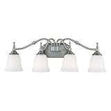 Quoizel TT8604BN Tritan 10-Inch Bath Bar with Four Lights with Etched Opal Glass, Brushed Nickel Finish