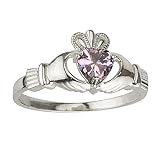 Sterling Silver Claddagh Birthstone Ring - June - Made in Ireland