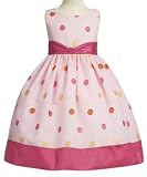Pink Embroidered Polka Dot Organza Dress Size 7 - (Child)