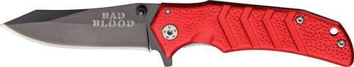 Bad Blood Red Aluminum Folder Knife, Plain, Red/Black