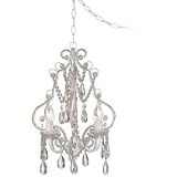 White With Crystal Accents Plug-In Swag Chandelier