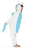 LATH.PIN Unisex Costume Animal Cosplay Onesie Adult Pajamas Anime Cartoon Sleepwear (S, Blue Unicorn)