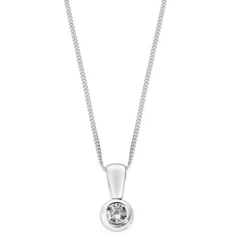 9ct White Gold Round Diamond Necklace