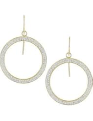 10k Yellow Gold Circle Crystal Hoop Earrings