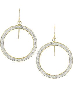 10k Yellow Gold Circle Crystal Hoop Earrings
