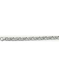9mm 14k Fancy White Gold Link Bracelet 8"