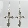 Large Sterling Silver Stamped Cross Earrings, #9484