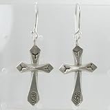 Large Sterling Silver Stamped Cross Earrings, #9484