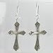 Large Sterling Silver Stamped Cross Earrings, #9484