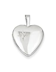 Gold and Watches Sterling Silver & Diamond 16mm Polished Heart Locket